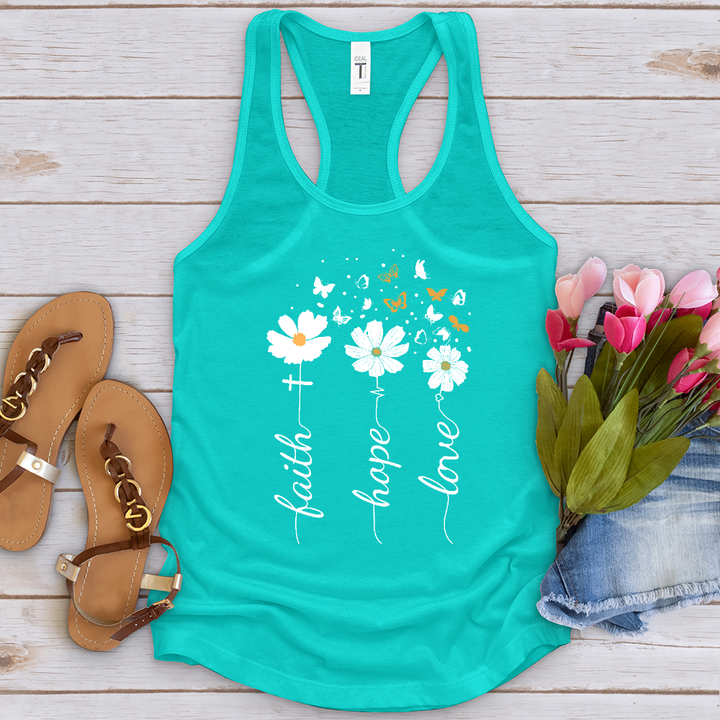 Faith, Hope, Love, Floral Tank Top