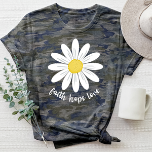 Faith Hope Love Summer Daisy Camo Tee