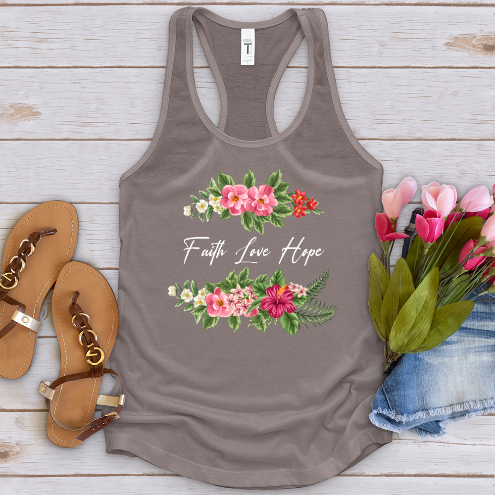 Faith Love Hope Flower Tank Top