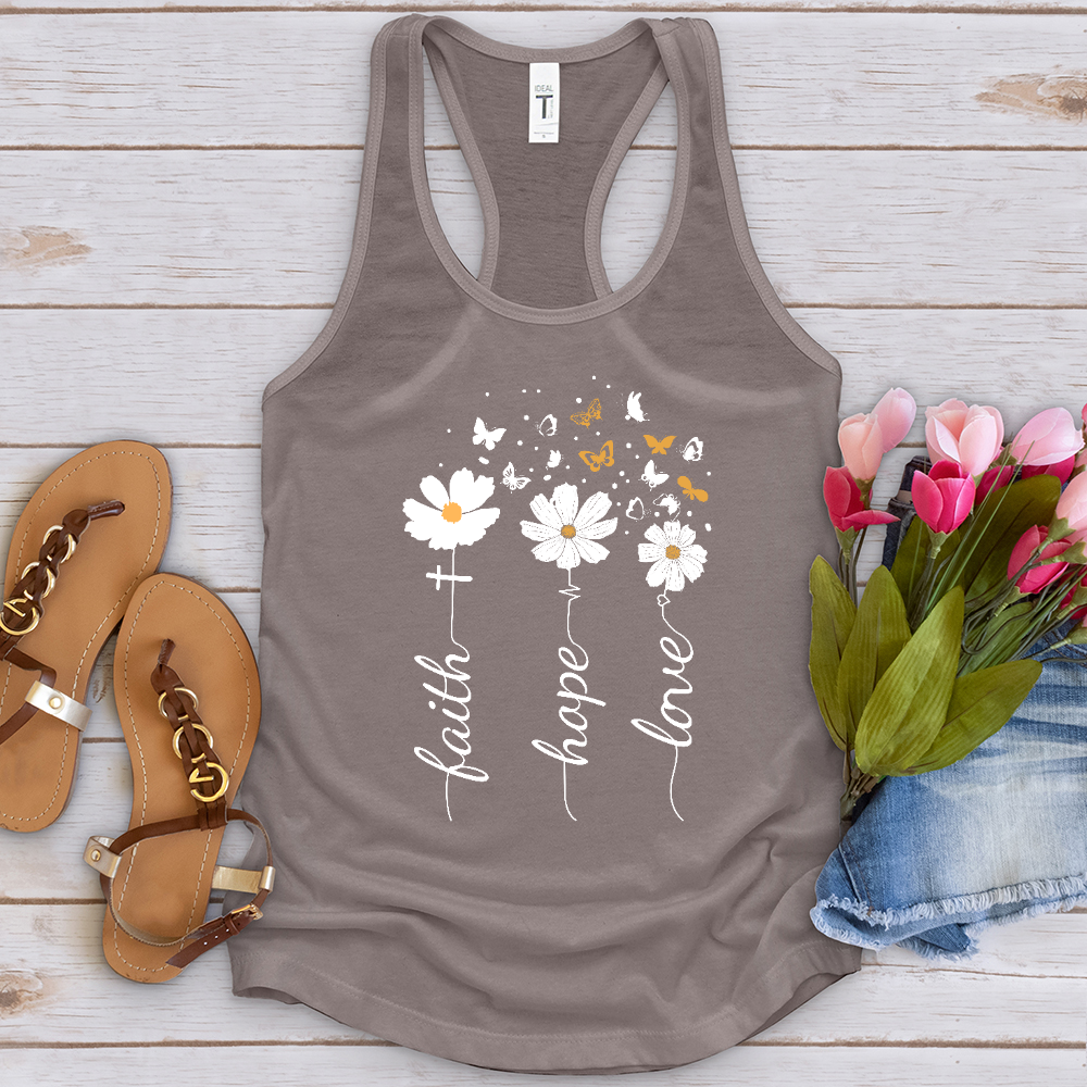 Faith, Hope, Love, Floral Tank Top