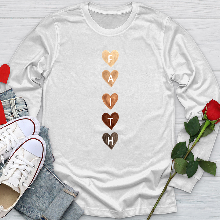 Faith Watercolor Hearts Softstyle Long Sleeve