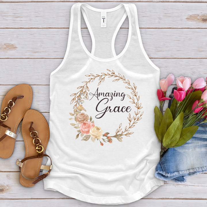 Amazing Grace Floral Wreath Tank Top