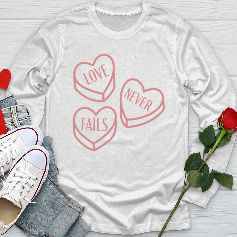 Love Never Fails Candy Softstyle Long Sleeve