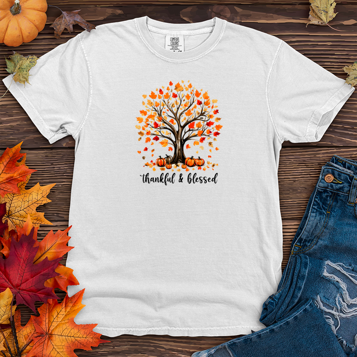 Retro Watercolor Pumpkin Tree Heavy Cotton Comfort Colors Tee