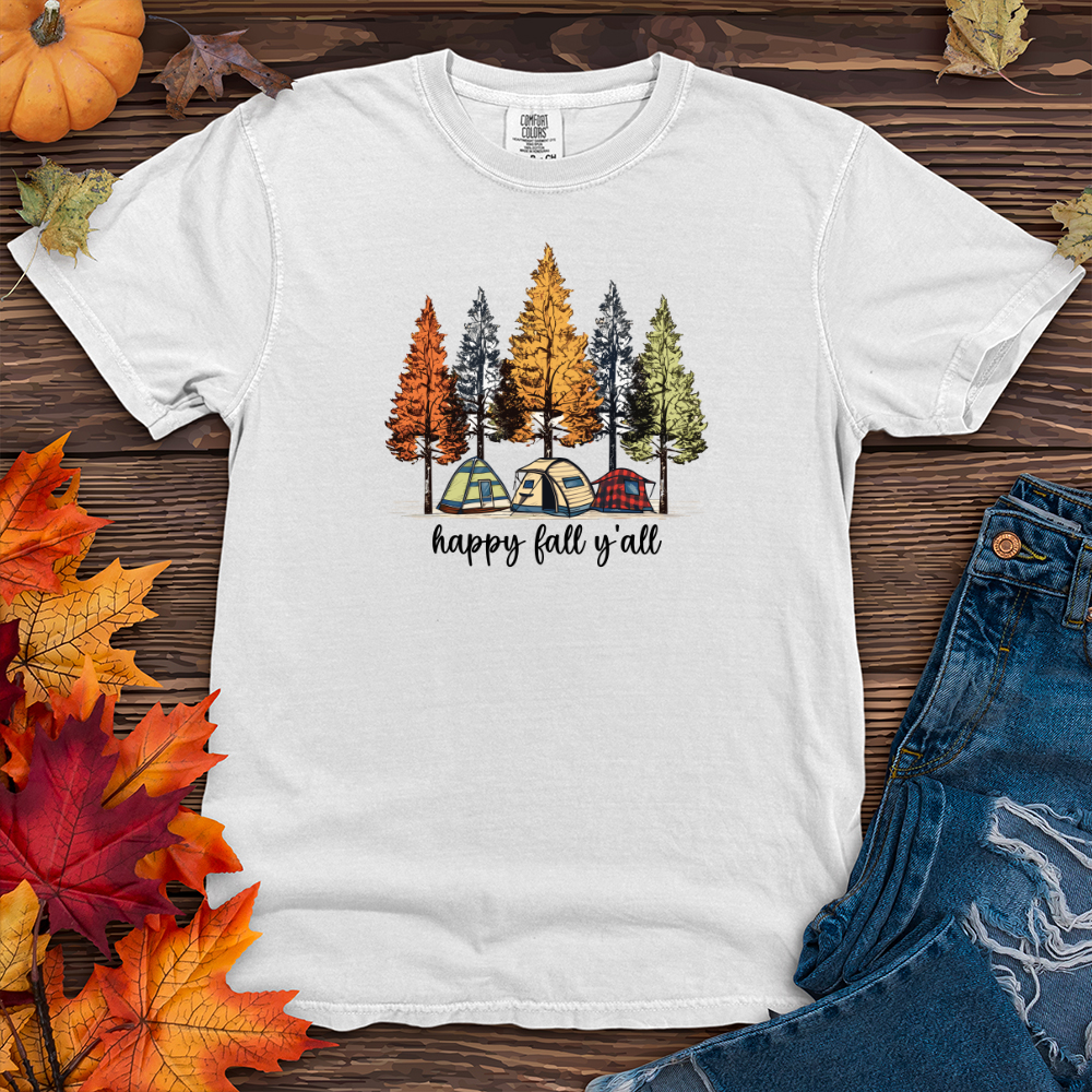 Cozy Fall Camping Plaid Trio Trees Heavy Cotton Comfort Colors Tee