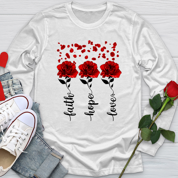 Faith Hope Love Roses Softstyle Long Sleeve