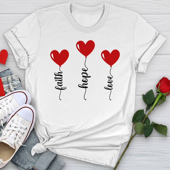 Faith Hope Love Heart Balloons Softstyle Tee