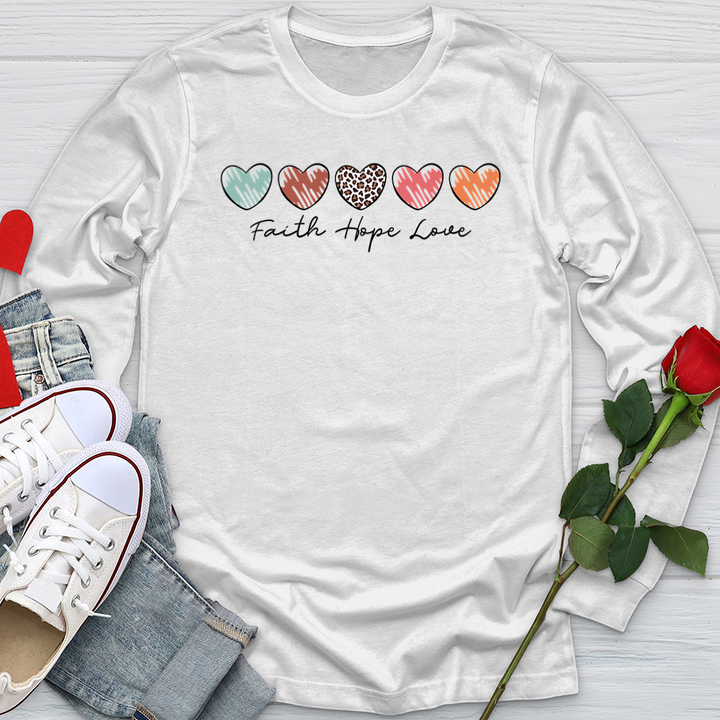 Faith Hope Love Mini Hearts Softstyle Long Sleeve