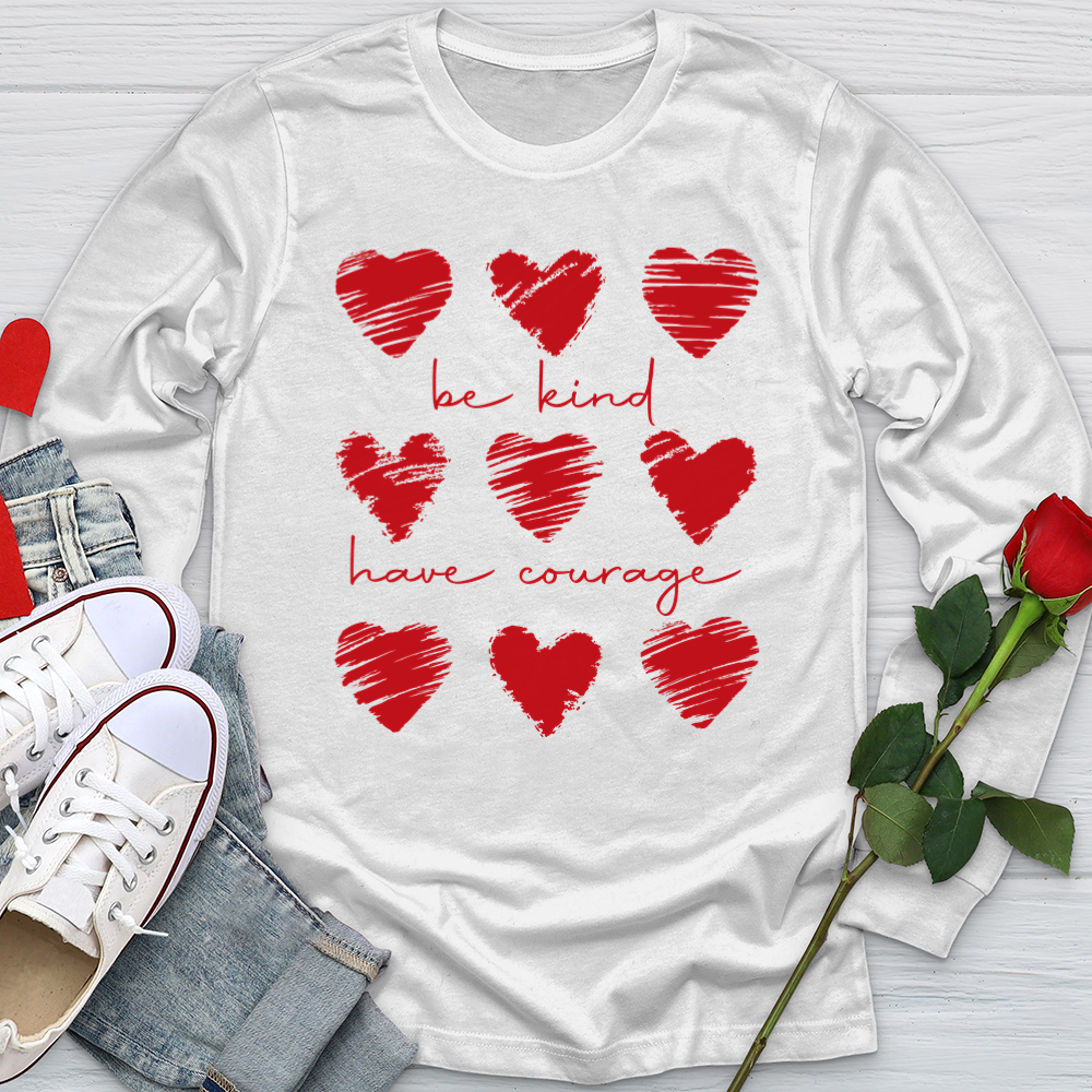 Be Kind Have Courage Hearts Softstyle Long Sleeve