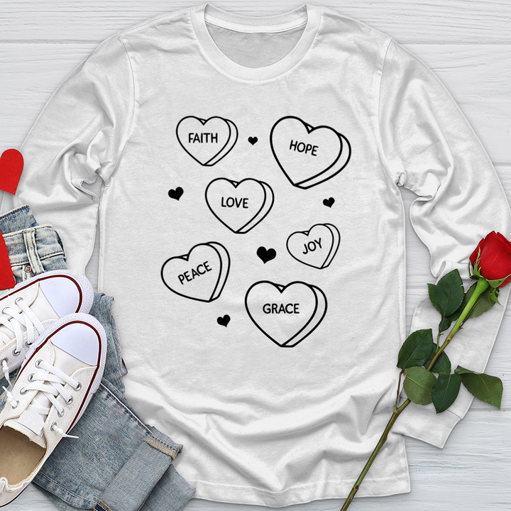 Inspirational Candy Hearts Softstyle Long Sleeve