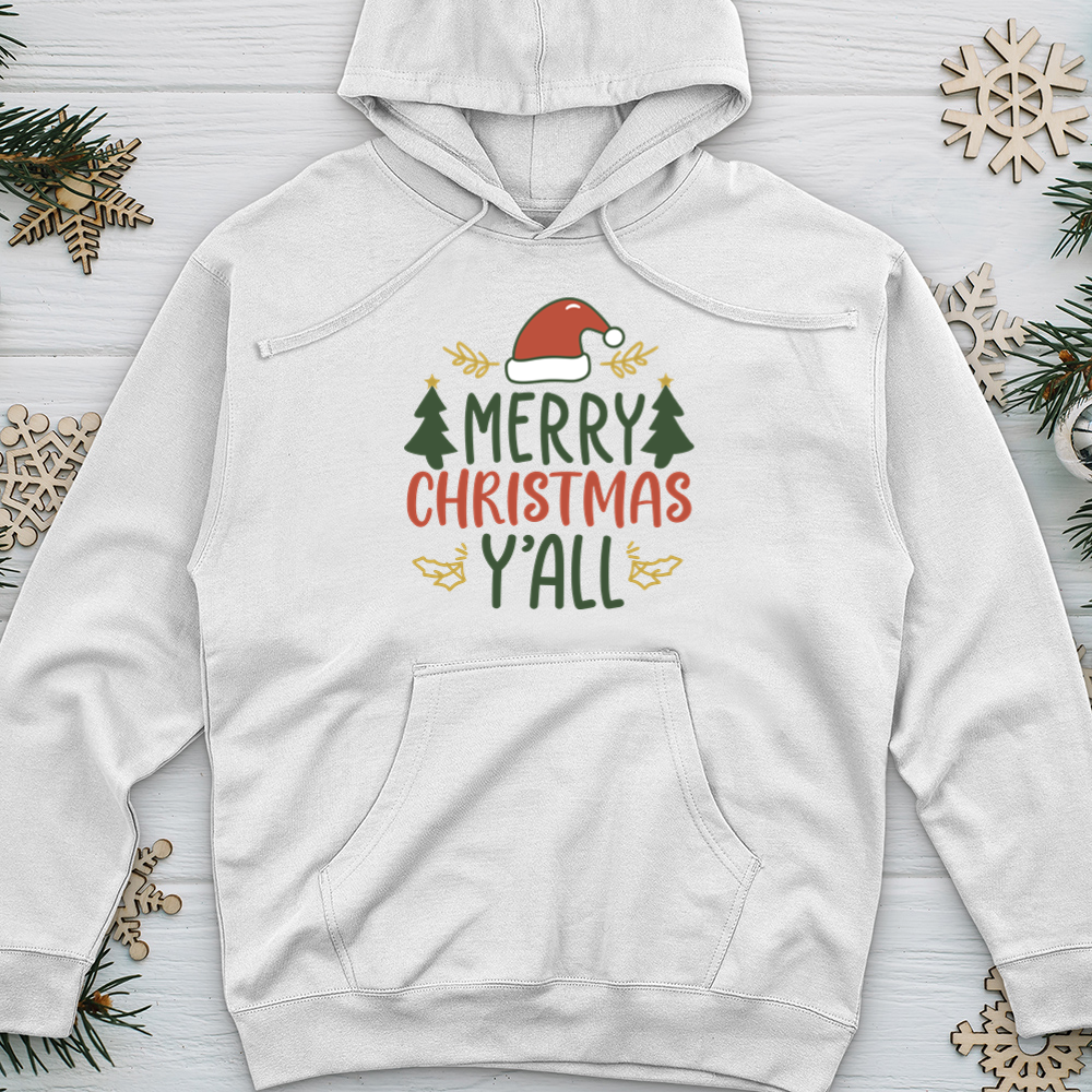 Merry Christmas Y’all Midweight Hooded Sweatshirt