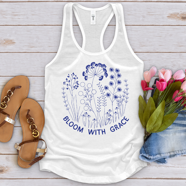 Bloom With Grace Royal Flowers Tank Top