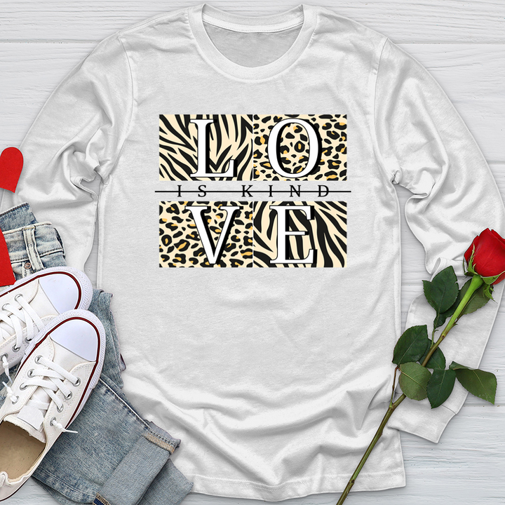 Love Is Kind Leopard Squares Softstyle Long Sleeve