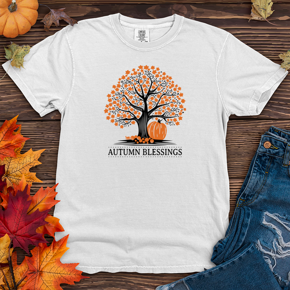 Retro Polka Dot Pumpkin Harvest Tree Heavy Cotton Comfort Colors Tee