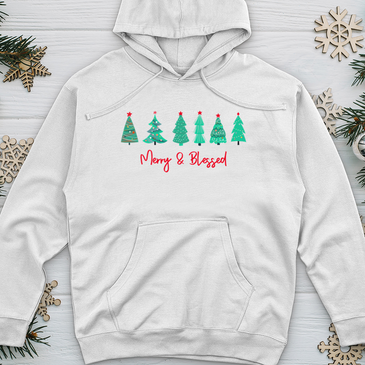 Merry & Blessed Turquoise Trees Midweight Hooded Sweatshirt