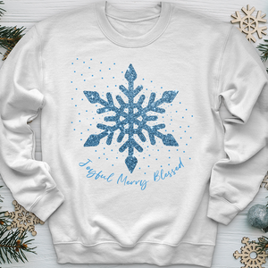 Joyful Merry Blessed Blue Snowflake Crewneck