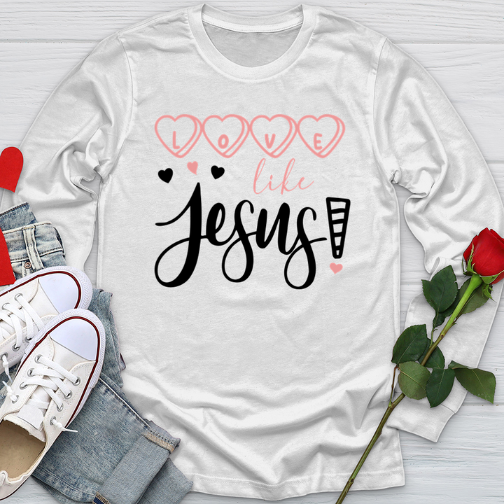 Love Like Jesus Candy Hearts Softstyle Long Sleeve