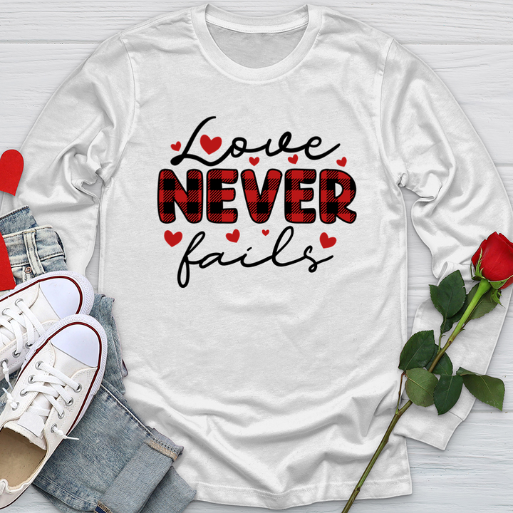 Love Never Fails Red Patterned Softstyle Long Sleeve