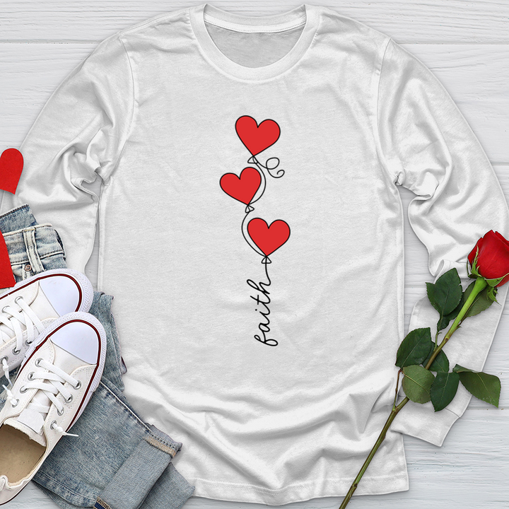 Faith Heart Balloons Softstyle Long Sleeve