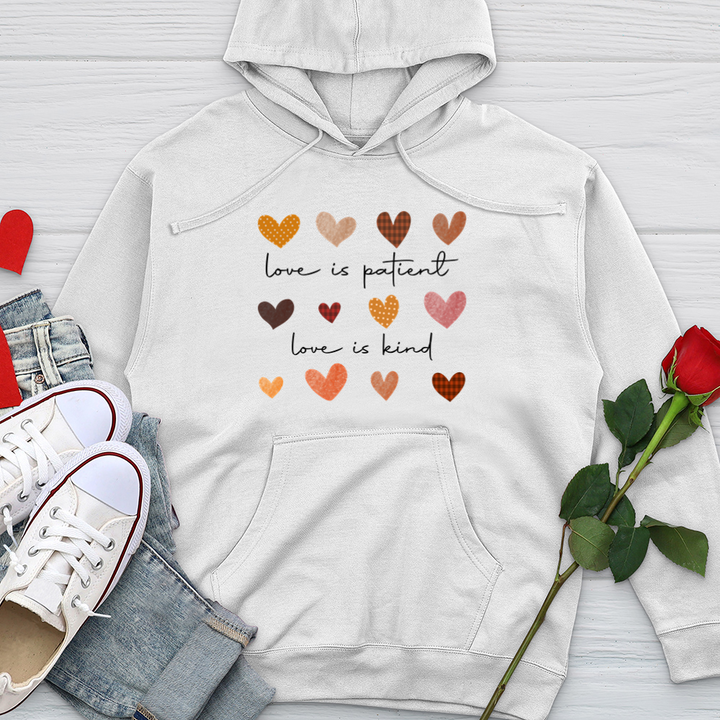 Autumn Heart Patterns Midweight Hooded Sweatshirt