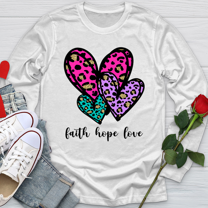 Faith hope love coloful leopard Softstyle Long Sleeve