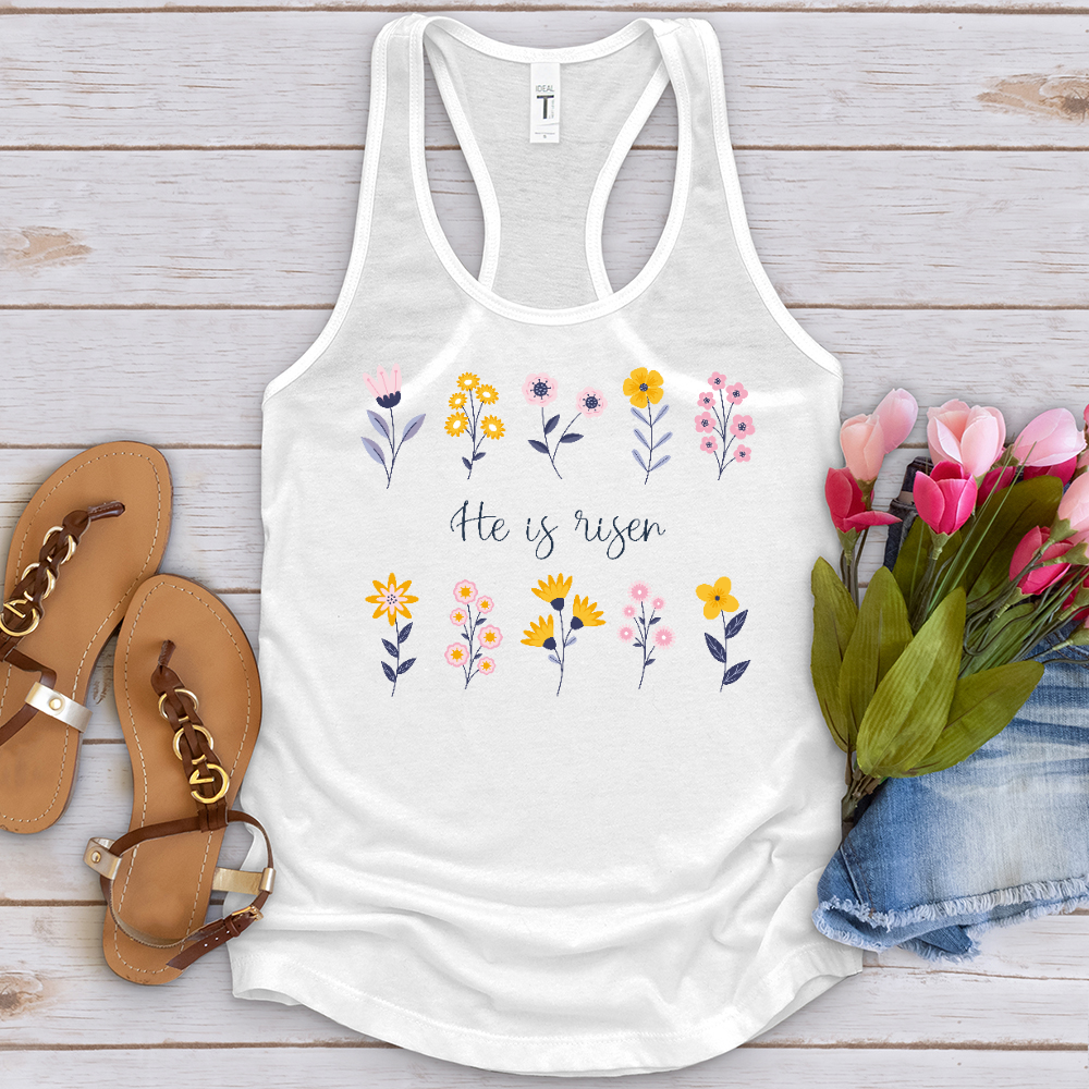 He Is Risen Flower Pattern Tank Top
