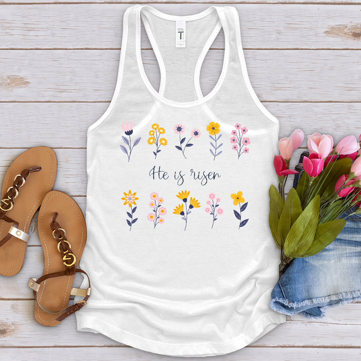 He Is Risen Flower Pattern Tank Top