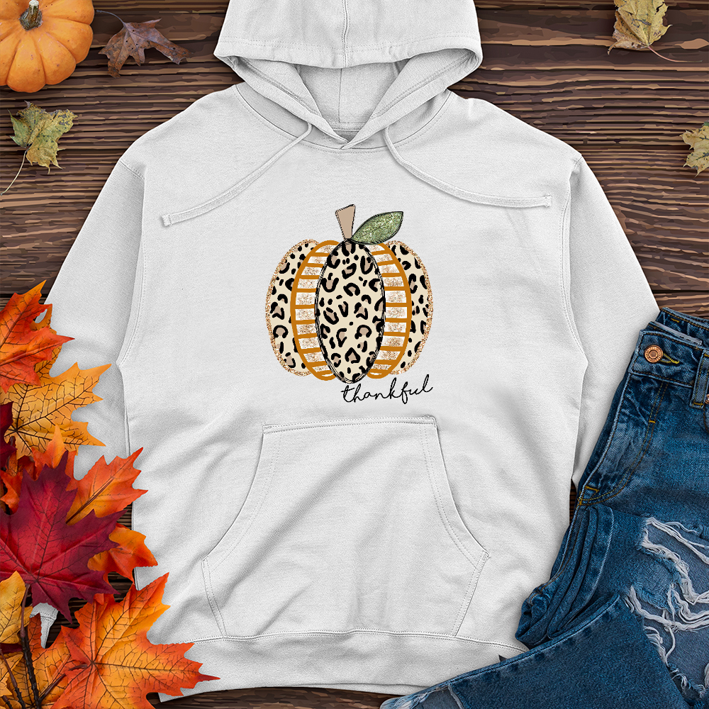 Thankful Leopard Spotted Pumpkin   Midweight Hoodie