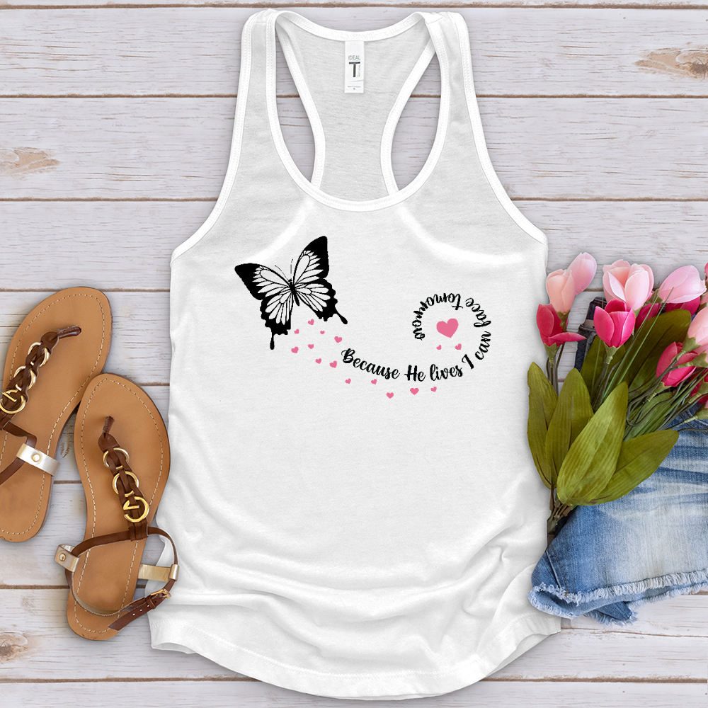 Because He Lives Butterfly Tank Top