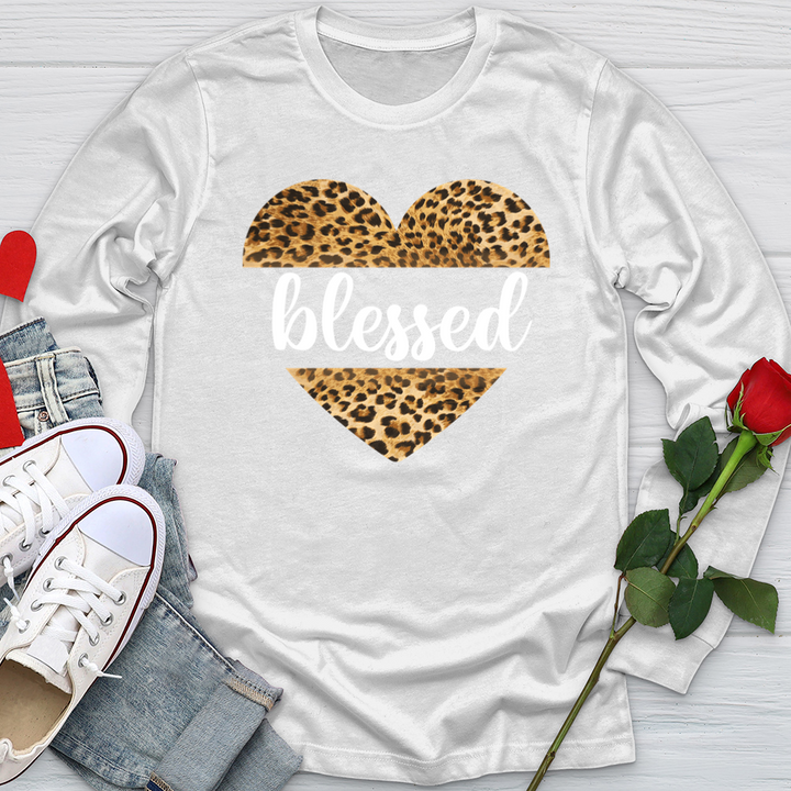 Blessed Leopard Heart Softstyle Long Sleeve