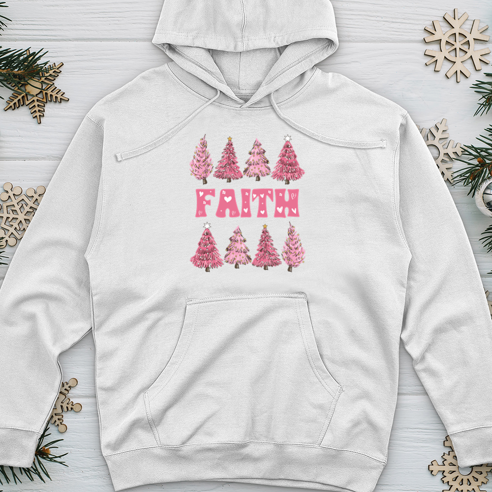 Pink Christmas Tree Midweight Hooded Sweatshirt