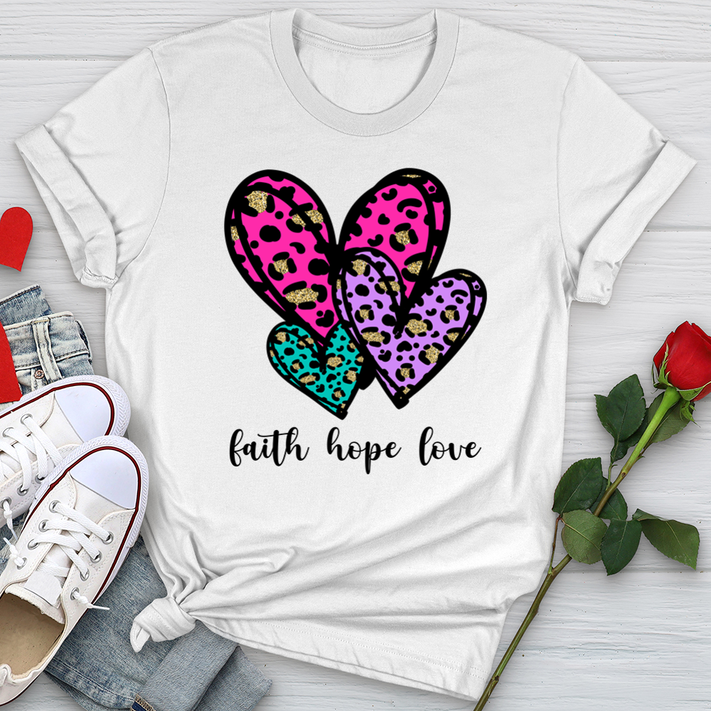 Faith hope love coloful leopard Softstyle Tee