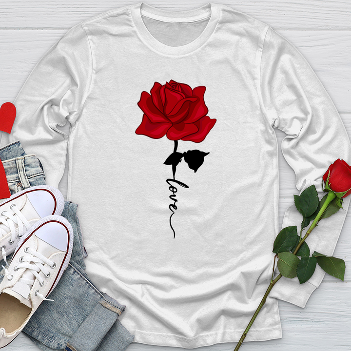 Red Love Rose Softstyle Long Sleeve