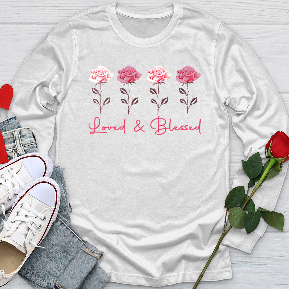 Loved & Blessed Pink Roses Softstyle Long Sleeve