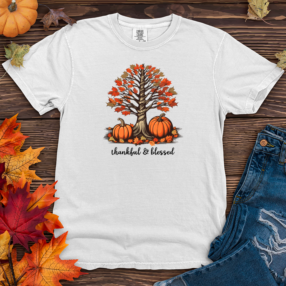 Retro Plaid Autumn Tree Heavy Cotton Comfort Colors Tee